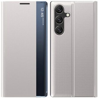 Samsung Galaxy S26 Ultra - PU-Leren Window view cover hoes - Zilver