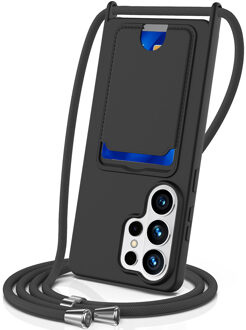 Samsung Galaxy S26 Ultra - Telefoonhoes met koord en kaarthouder - Zwart