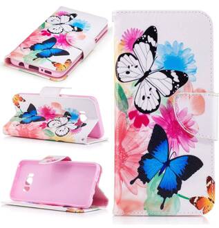 Samsung Galaxy S8  PLUS portemonnee hoesje vlinders op kleuren