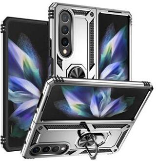 Samsung Galaxy Z Fold4 Hybrid Case met Metalen Standaard - Zilver