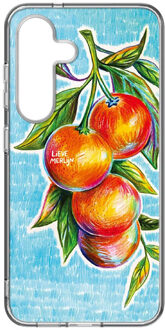 Samsung Hybrid Case voor de Samsung Galaxy S25 - Lieve Merlijn / Mandarin Blauw