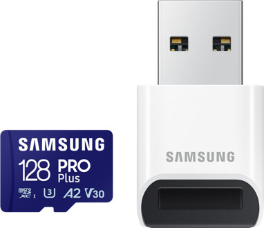 Samsung Pro Plus microSDXC 128GB + USB-adapter Micro SD-kaart Blauw