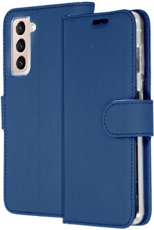 Samsung S21 hoesje bookcase - Samsung Galaxy S21 hoesje bookcase - hoesje Samsung S21 bookcase - S21 hoesje bookcase - hoesje Samsung Galaxy S21 - hoesje S21 - Kunstleer - Donkerblauw - Accezz Wallet Softcase Bookcase