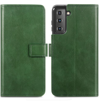 Samsung S21 hoesje bookcase - Samsung Galaxy S21 hoesje bookcase - hoesje Samsung S21 bookcase - S21 hoesje bookcase - hoesje Samsung Galaxy S21 - hoesje S21 - Kunstleer - Groen - iMoshion Luxe Lederen Bookcase