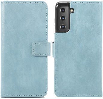 Samsung S21 hoesje bookcase - Samsung Galaxy S21 hoesje bookcase - hoesje Samsung S21 bookcase - S21 hoesje bookcase - hoesje Samsung Galaxy S21 - hoesje S21 - Kunstleer - Lichtblauw - iMoshion Luxe Lederen Bookcase