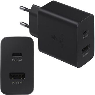 Samsung Super Fast Charging Oplader met 2 Usb Poorten 35W Zwart