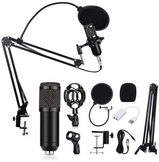 Samtian Professionele Microfoon Bm 800 Mic Studio Microfoon Condensator Stand Vocal Opnemen Ktv Karaoke Microfoon Voor Pc Computer zwart Mic standaard