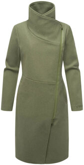 Samtrose dames overgangsmantel met opstaande kraag – elegant & modern Groen