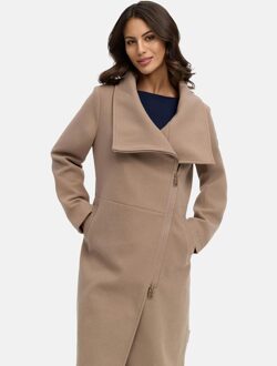 Samtrose dames overgangsmantel met opstaande kraag – elegant & modern - maat 3XL Grijs