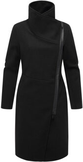 Samtrose dames overgangsmantel met opstaande kraag – elegant & modern - maat L Zwart