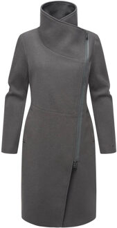 Samtrose dames overgangsmantel met opstaande kraag – elegant & modern - maat XS Grijs