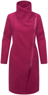 Samtrose dames overgangsmantel met opstaande kraag – elegant & modern Rood - XS