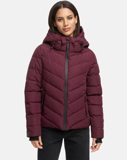 Samuiaa damesjas – warm, stijlvol & met afneembare capuchon - maat S Wijnrood