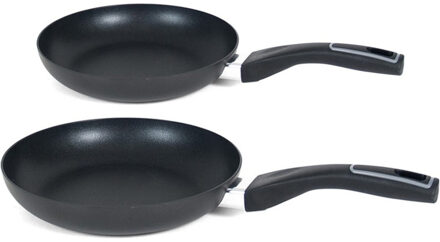 San Ignacio Koekenpannen set 2 stuks aluminium pannen 22 cm en 28 cm - Koekenpannen Zwart