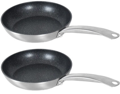 San Ignacio Set Van 2x Stuks Aluminium Professionele Koekenpannen Rila Met Anti-aanbak Laag 28 Cm - Hapjespannen