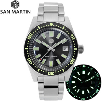 San Martin 62mas Sapphire 3D Hexagon Logo Diver Watch NH35A Automatic Men Mechanical Watches Date 20Bar Waterproof Full Luminous