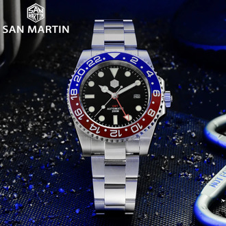 San Martin GMT Diver Luxury Sapphire Men Automatic Mechanical Watch 120 Clicks Ceramic Bezel 20Bar Waterproof Luminous Date