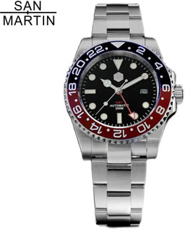 San Martin New Stainless Steel GMT Dive Men's Watches Retro Water Ghost 200m Waterproof Luxury Automatic Mechanical Male Watch