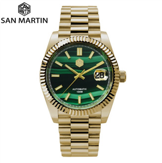 San Martin Retro DATE JUST Business Luxury Sapphire Men Automatic Mechanical Watches Carving Bezel 10Bar BGW-9 Lume Date Window