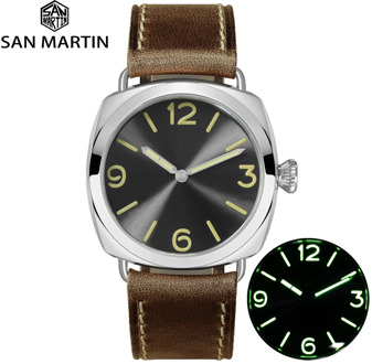 San Martin Stainless Steel Fashion Simple Automatic Men's Mechanical Watch Holvin Leather Strap Relojes 200M Water Resistant