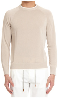 Sand Katoenen Crewneck Sweater Eleventy , Beige , Heren - Xl,L