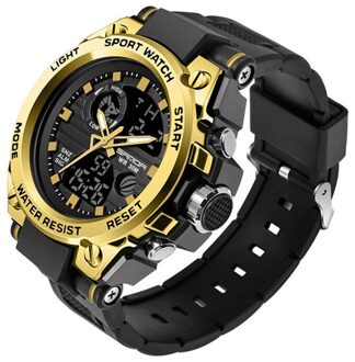 Sanda 739 Outdoor Sport Dubbele Weergave Beweging Multi-Kinetische Energie Elektronische Horloge Tij Mannen Water Lichtgevende Mannen horloge grijs