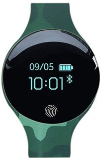 Sanda Bluetooth Smart Horloge Voor Ios Android Mannen Vrouwen Sport Intelligente Stappenteller Fitness Armband Horloges Voor Iphone Klok Mannen D02 camouflage groen