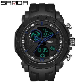 Sanda/Koreaanse Multifunctionele Dubbele Display Lichtgevende Elektronische Horloge Water Outdoor Bergbeklimmen Mannen Horloge Paars