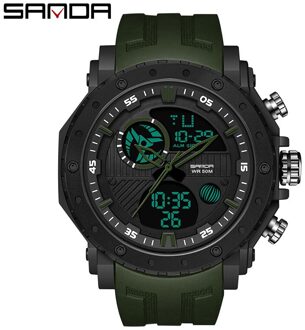 Sanda/Koreaanse Multifunctionele Dubbele Display Lichtgevende Elektronische Horloge Water Outdoor Bergbeklimmen Mannen Horloge wit