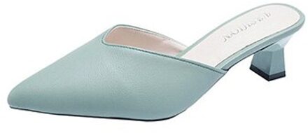 Sandalen Outdoor Slipper Schoenen Vrouw Slides Wees Geen Spoor Lui Muller Schoenen Grote code Patroon Hak Half Slippers Netto rood groen / 39