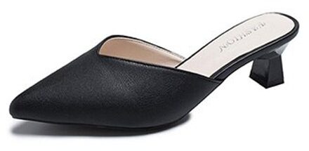 Sandalen Outdoor Slipper Schoenen Vrouw Slides Wees Geen Spoor Lui Muller Schoenen Grote code Patroon Hak Half Slippers Netto rood zwart / 36