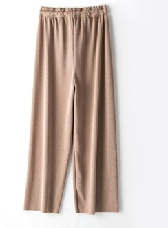 Sanderala Women Ice Silk Sleep Pants Elastic Waist Fitness Homewear Knitted Bottoms Solid Drawstring Loose Casual Underwear khaki