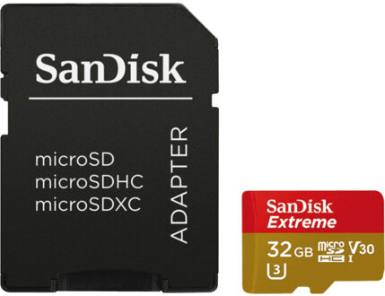 Sandisk MicroSDHC Extreme 32GB 100 mb/s - A1 - V30 - SDA - Rescue Pro DL 1Y Micro SD-kaart Rood
