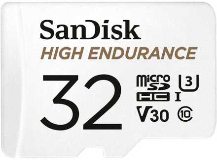 Sandisk MicroSDHC High Endurance 32GB incl SD adapter Micro SD-kaart Wit