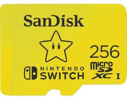 Sandisk MicroSDXC Extreme Gaming 256GB 100MB / 90mb Nintendo licensed Micro SD-kaart Geel