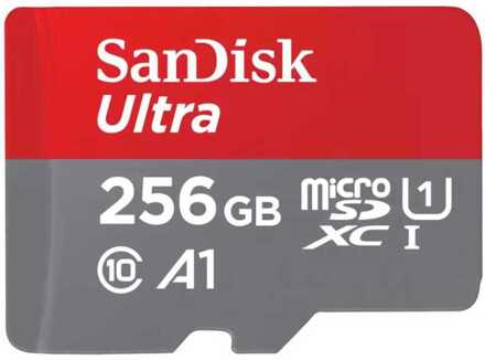 Sandisk MicroSDXC Ultra 256GB 150mb/s C10 - SDA UHS-I Micro SD-kaart Grijs