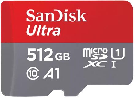 Sandisk MicroSDXC Ultra 512GB 150mb/s C10 - SDA UHS-I Micro SD-kaart Grijs