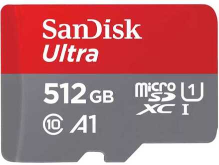 Sandisk MicroSDXC Ultra 512GB 150mb/s C10 - SDA UHS-I Micro SD-kaart Grijs