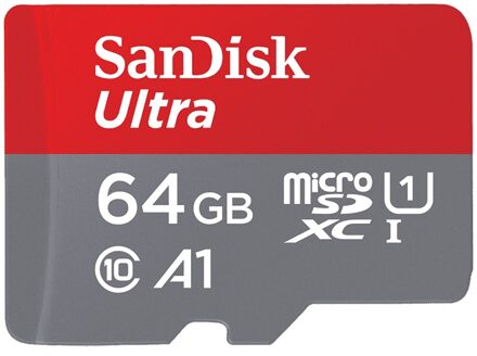 Sandisk MicroSDXC Ultra 64GB 140mb/s Micro SD-kaart Grijs