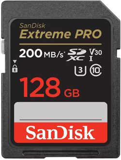 Sandisk SDXC Extreme Pro 128GB 200/90 mb/s - V30 - Rescue Pro DL 2Y Micro SD-kaart Zwart