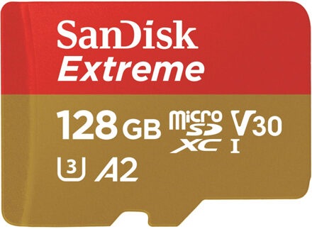 Sandisk XC Extreme 128GB (R190MB/s) Micro SD-kaart Goud