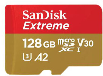 Sandisk XC Extreme 128GB (R190MB/s) Micro SD-kaart Goud
