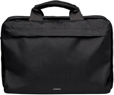 Sandqvist Go Briefcase black schoudertas heren Zwart - H 28 x B 40 x D 10 cm
