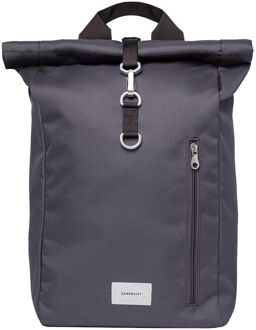 Sandqvist Ground Rolltop laptop laptop rugzak L asphalt with black webbing Zwart - H 56 x B 26 x D 16 cm