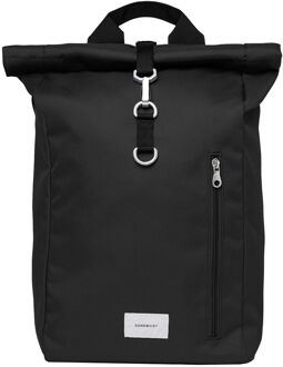 Sandqvist Ground Rolltop laptop laptop rugzak L black with black webbing Zwart - H 56 x B 26 x D 16 cm