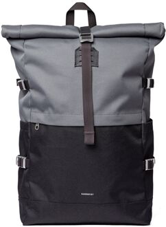 Sandqvist Icon Rolltop laptop laptop rugzak L multi dark with black leather Zwart - H 65 x B 28 x D 16 cm