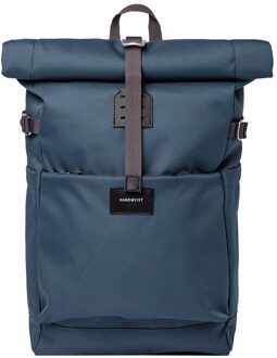 Sandqvist Ilon Backpack steel blue Laptoprugzak Blauw - H 38 x B 26 x D 12