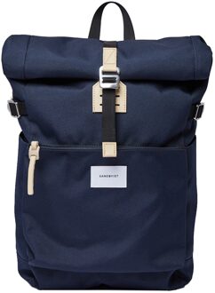 Sandqvist Ilon Navy with natural leather rugzak SQA1498 blauw/navy duurzaam laptop 13 inch