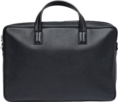 Sandqvist Leather Briefcase black Zwart - H 38 x B 26 x D 6 cm