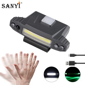 Sani COB LED Cap Light Koplamp USB Opladen Hoofd Lamp Inductie Zaklamp Clip op Hoed Licht Vissen Hoofd Lamp Met batterij